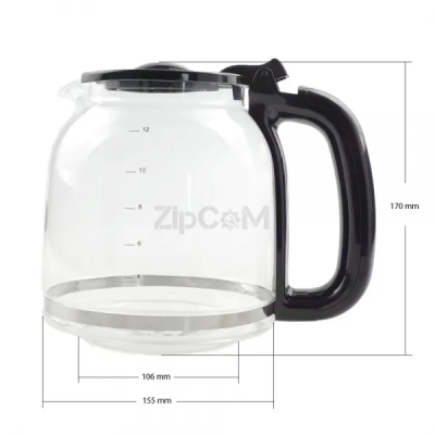 Стеклянная колба с крышкой для кофеварок Н-170 мм универсальная