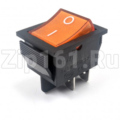 Кнопка биполярная желтого цвета 20A, 4 контакта 250V